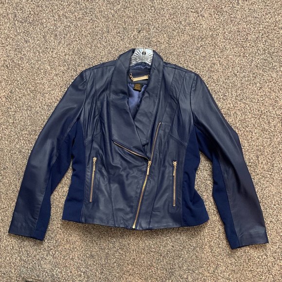 IMAN Jackets & Blazers - Iman Platinum Collection Leather Moto Jacket